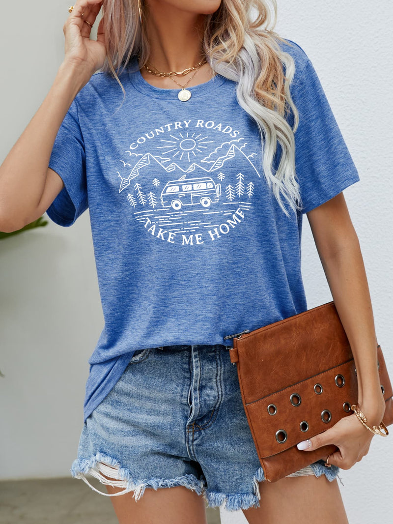 SAMPLE COUNTRY ROADS TAKE ME HOME Graphic Tee BLUE LG