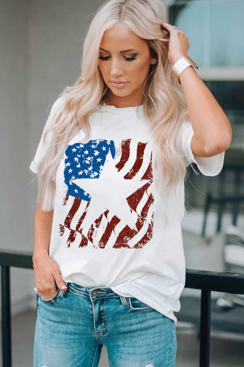 SAMPLE US Flag Graphic Round Neck Tee