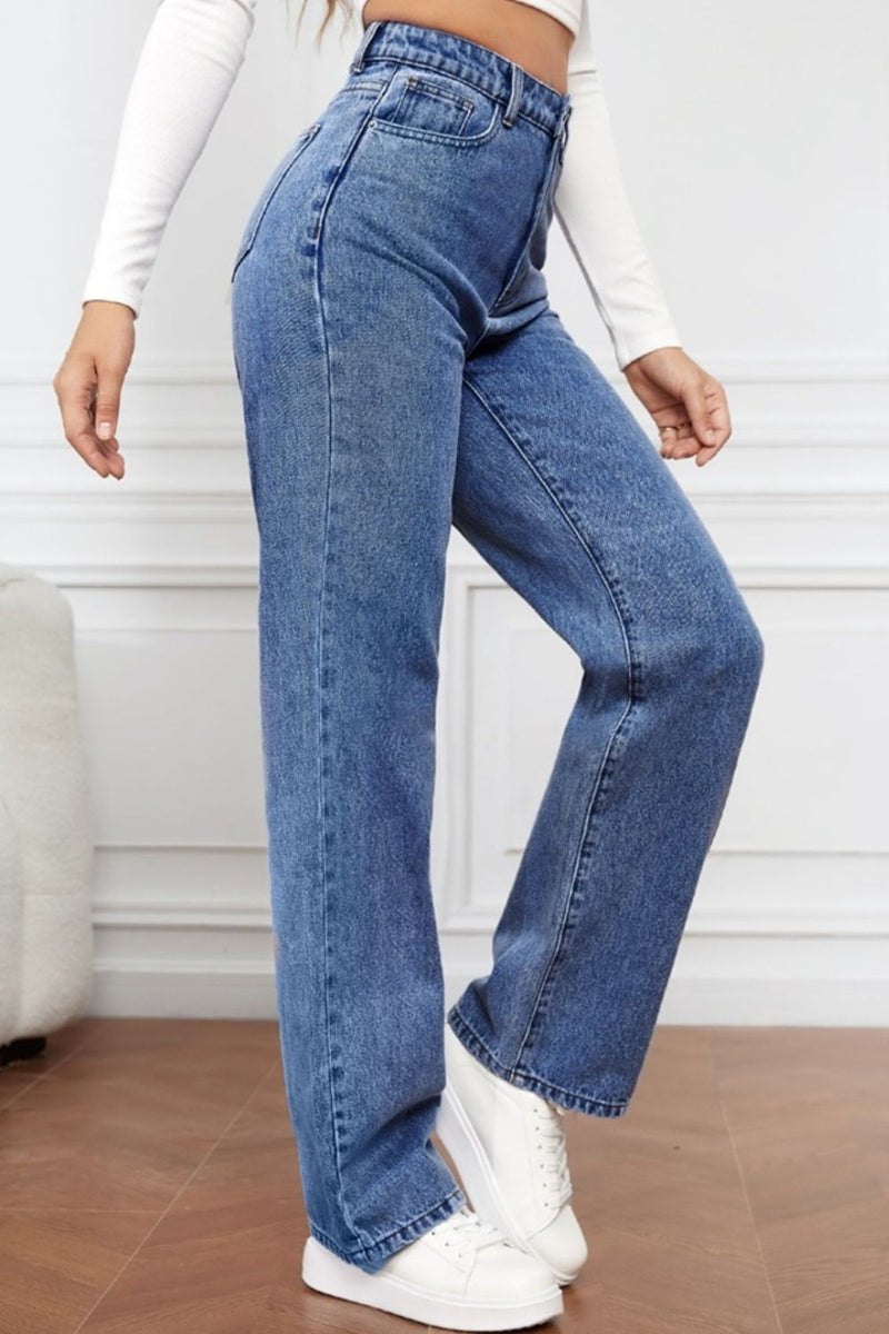 High Waist Straight Jeans