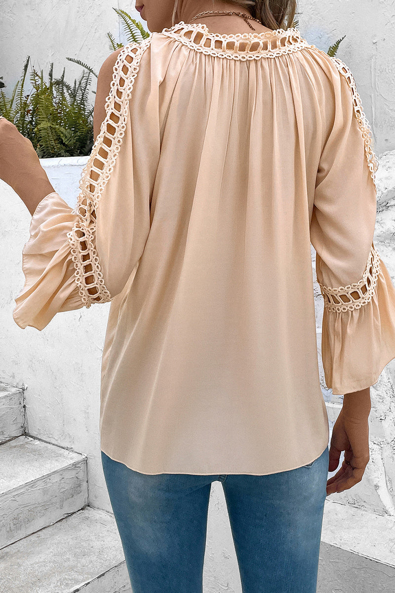 SAMPLE Cutout Long Sleeve Round Neck Blouse