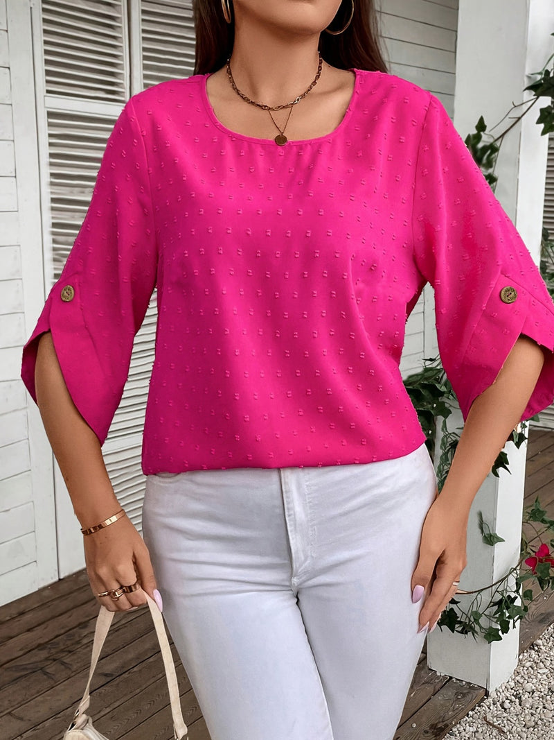 Swiss Dot Round Neck Blouse