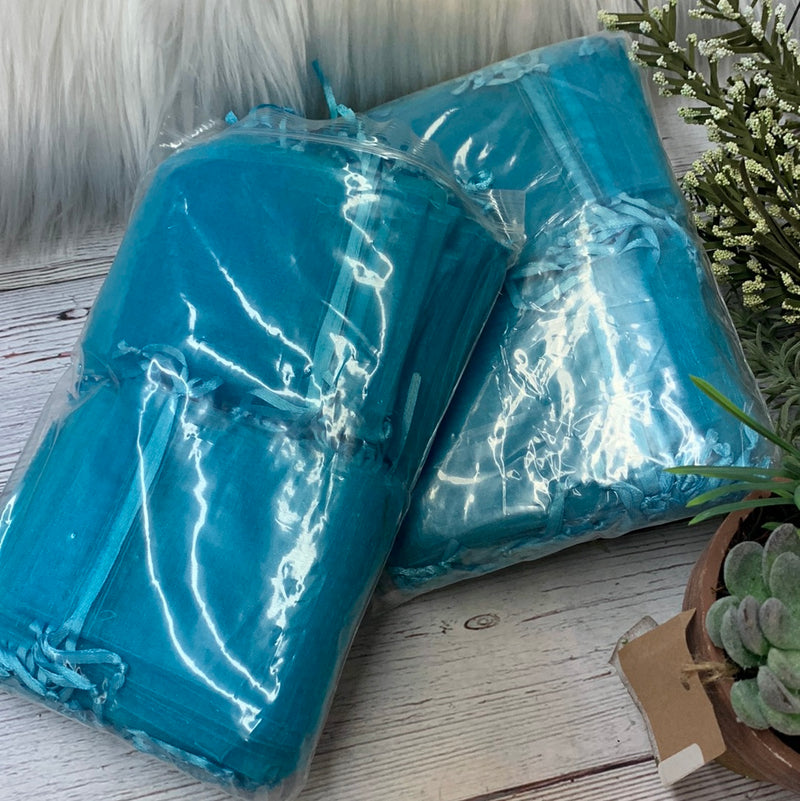 AQUA BLUE Organza Gift Bags-3"x4"