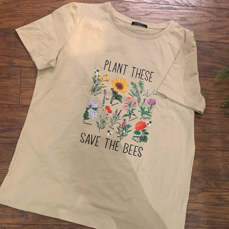 SAMPLE- "Plant These-Save the Bees" Tee- XL