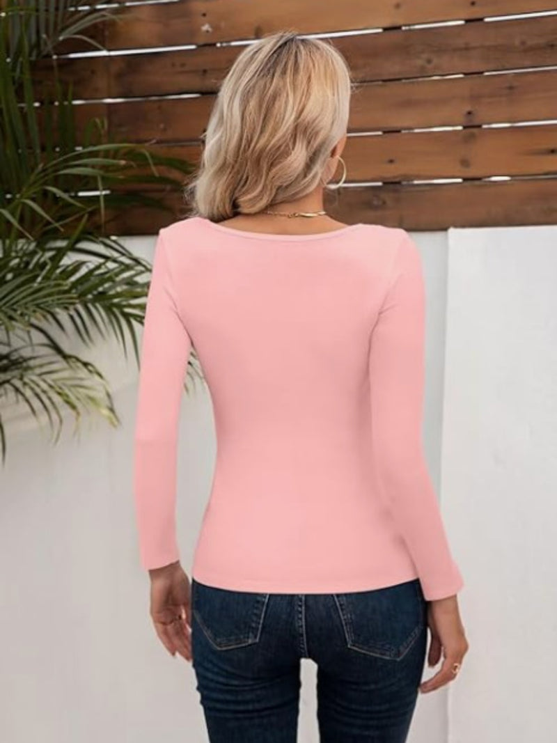 Asymmetrical Neck Long Sleeve T-Shirt