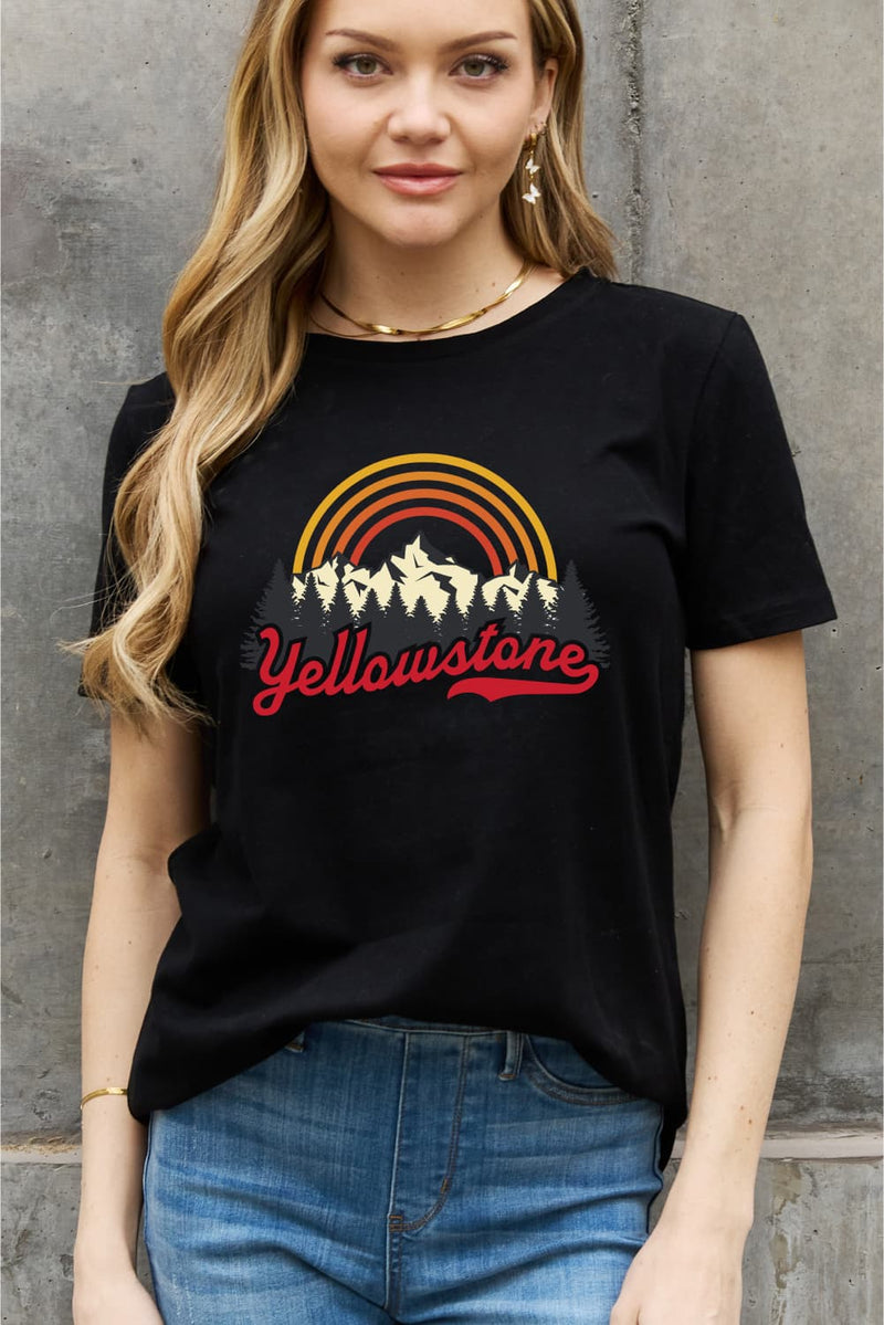 SAMPLE Simply Love Full Size YELLOWSTONE Graphic Cotton Tee BLK XL