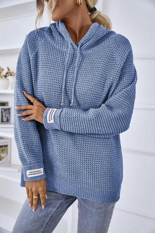 SAMPLE Drawstring Long Sleeve Hooded Sweater DUSTY BLUE LG