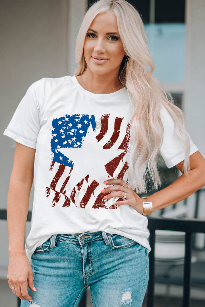 SAMPLE US Flag Graphic Round Neck Tee