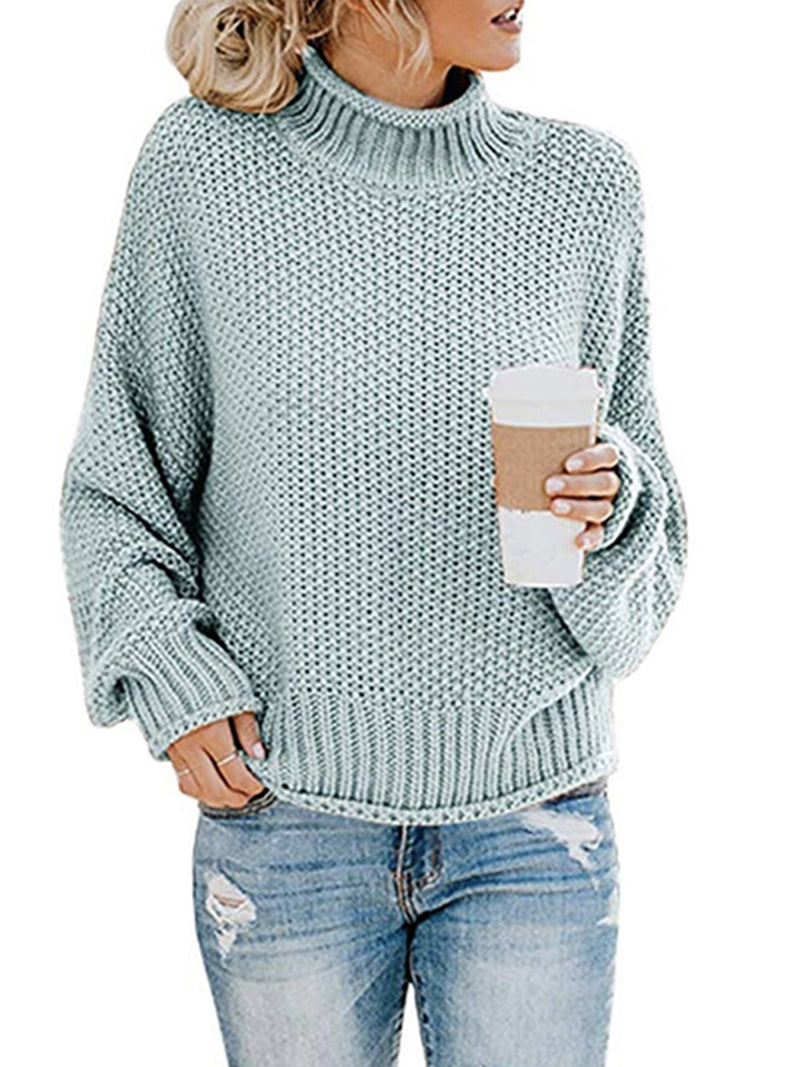 SAMPLE Turtleneck Dropped Shoulder Sweater PASTEL BLUE LG