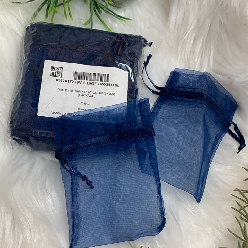 NAVY Organza Gift Bags-3"x4"