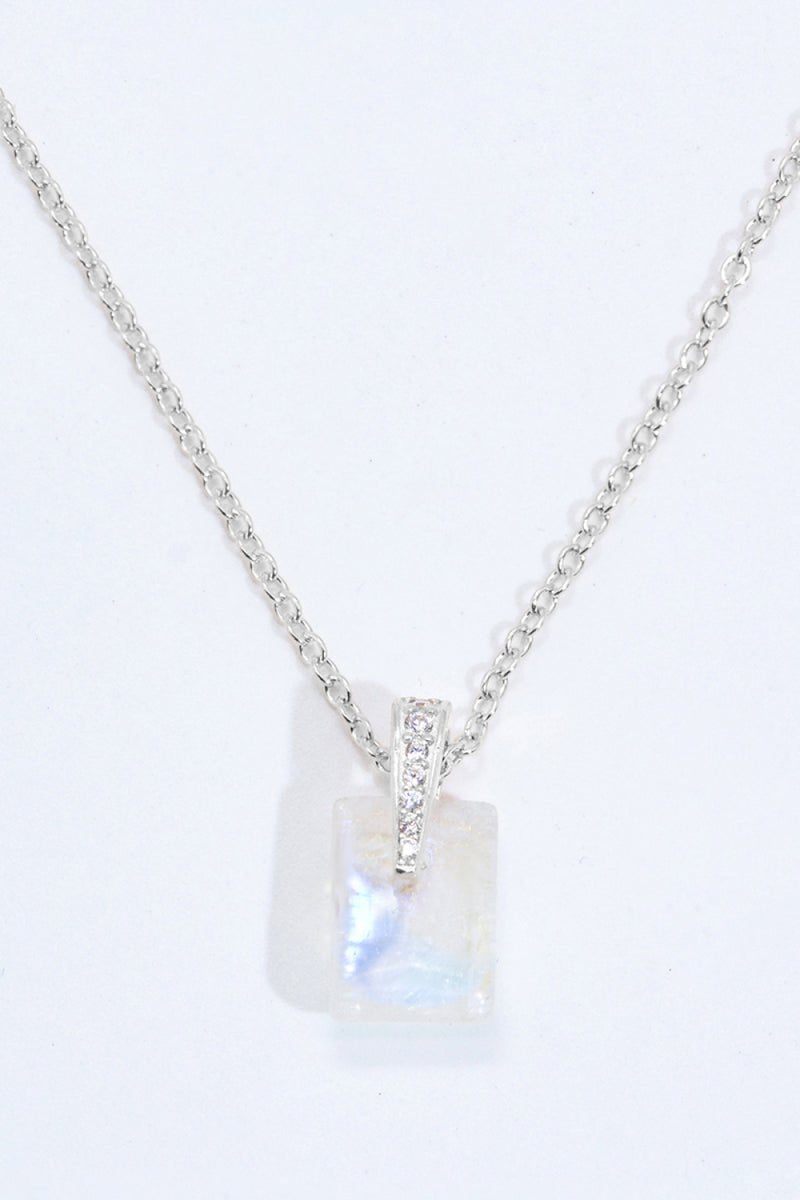 925 Sterling Silver Natural Moonstone Pendant Necklace