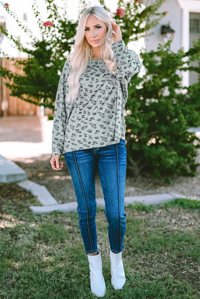 Leopard Round Neck Long Sleeve T-Shirt