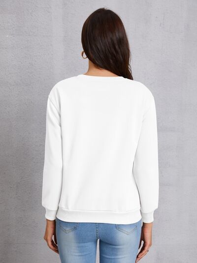 Heart Round Neck Dropped Shoulder Sweatshirt