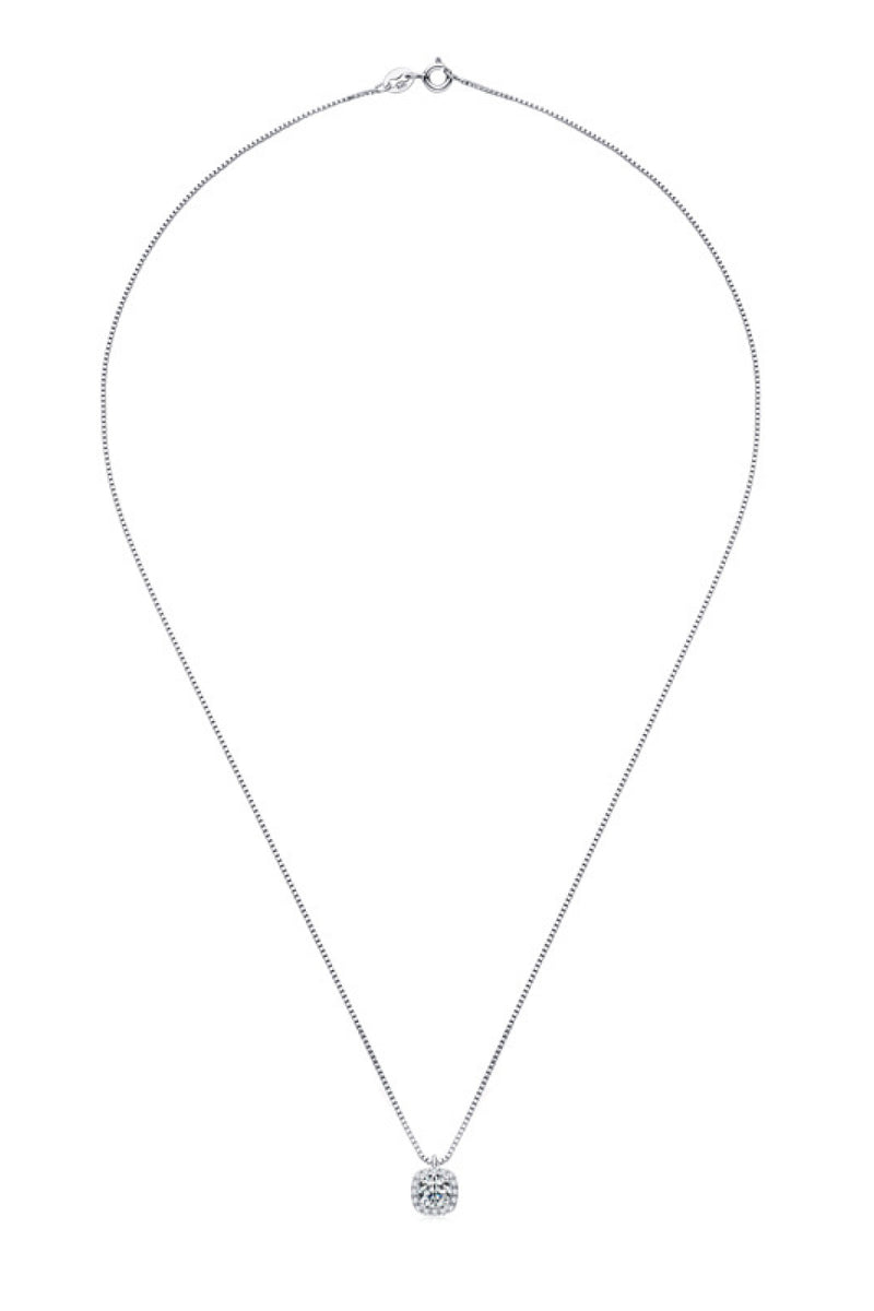 Moissanite Pendant Platinum-Plated Necklace