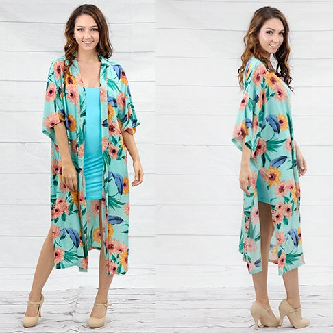 SUMMER Floral Duster - TURQUOISE