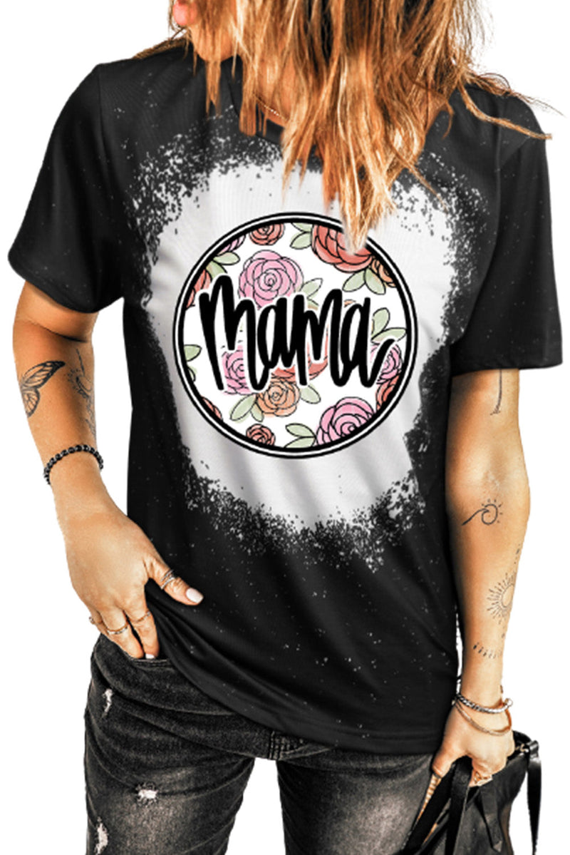 SAMPLE- MAMA Floral Graphic Round Neck Tee