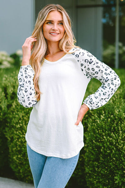 Leopard Round Neck Long Sleeve T-Shirt