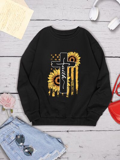 Sunflower Round Neck Dropped Shoulder Sweatshirt