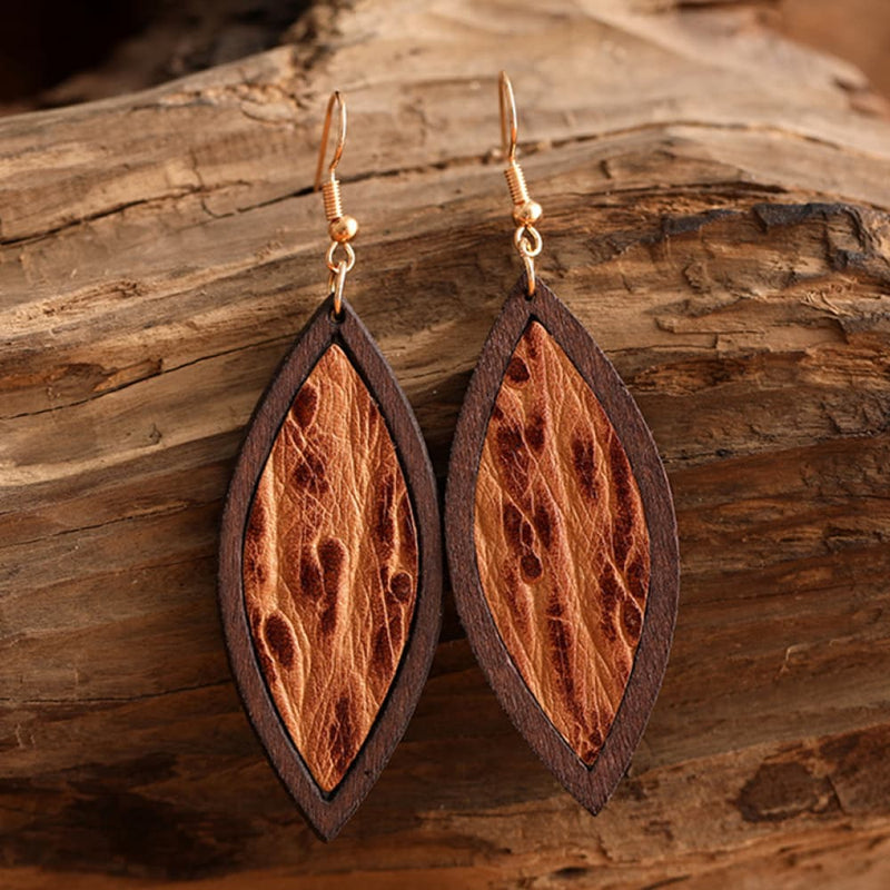 Geometrical Shape Wooden Dangle Earrings