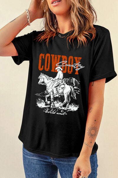 COWBOY Round Neck Short Sleeve T-Shirt