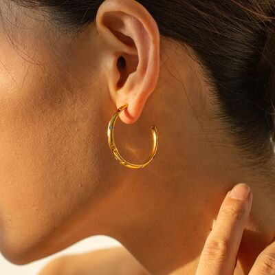 Zircon 18K Gold-Plated C-Hoop Earrings