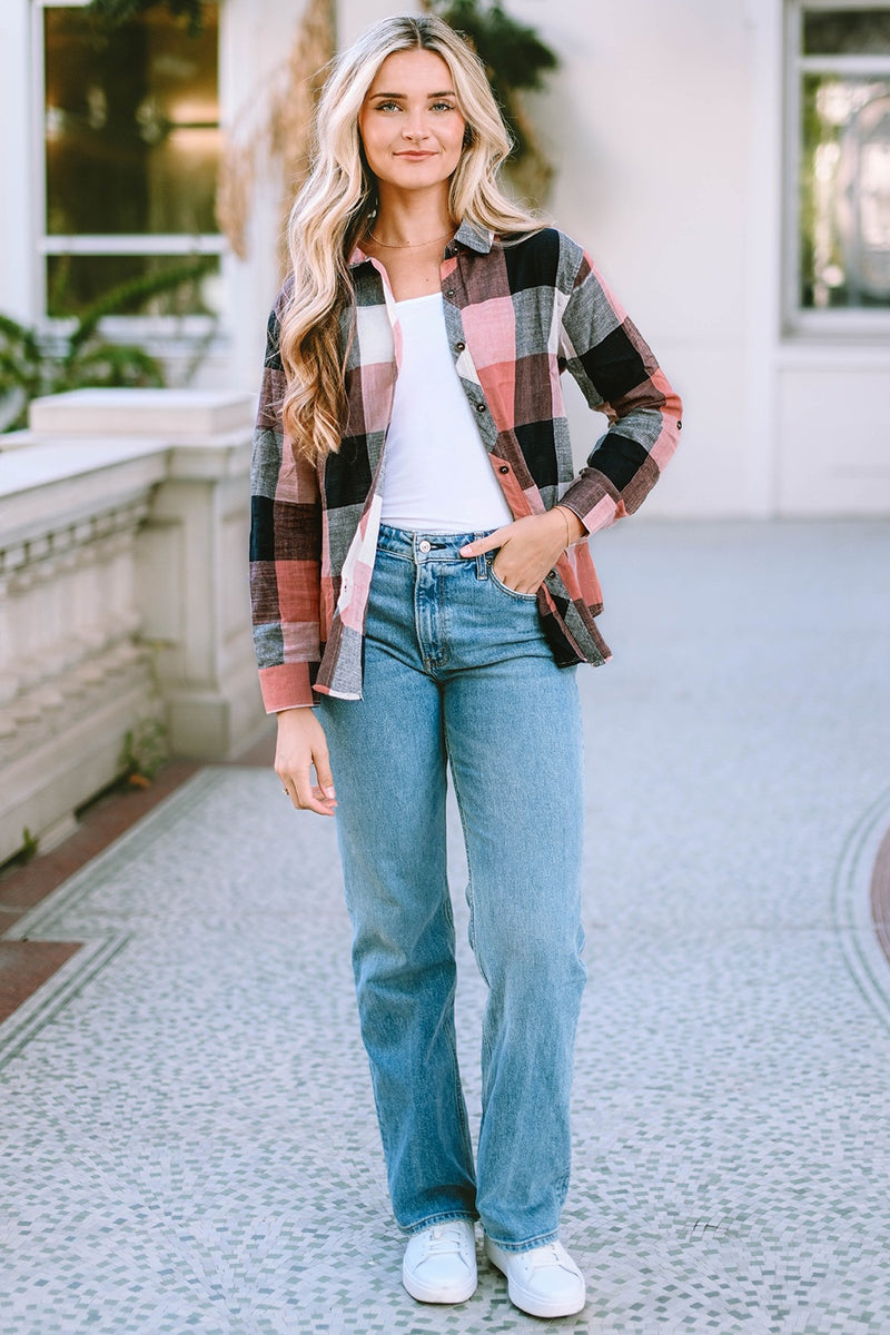 Plaid Button Up Long Sleeve Shirt