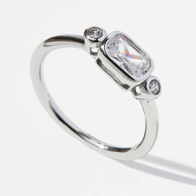 925 Sterling Silver Geometric Zircon Ring