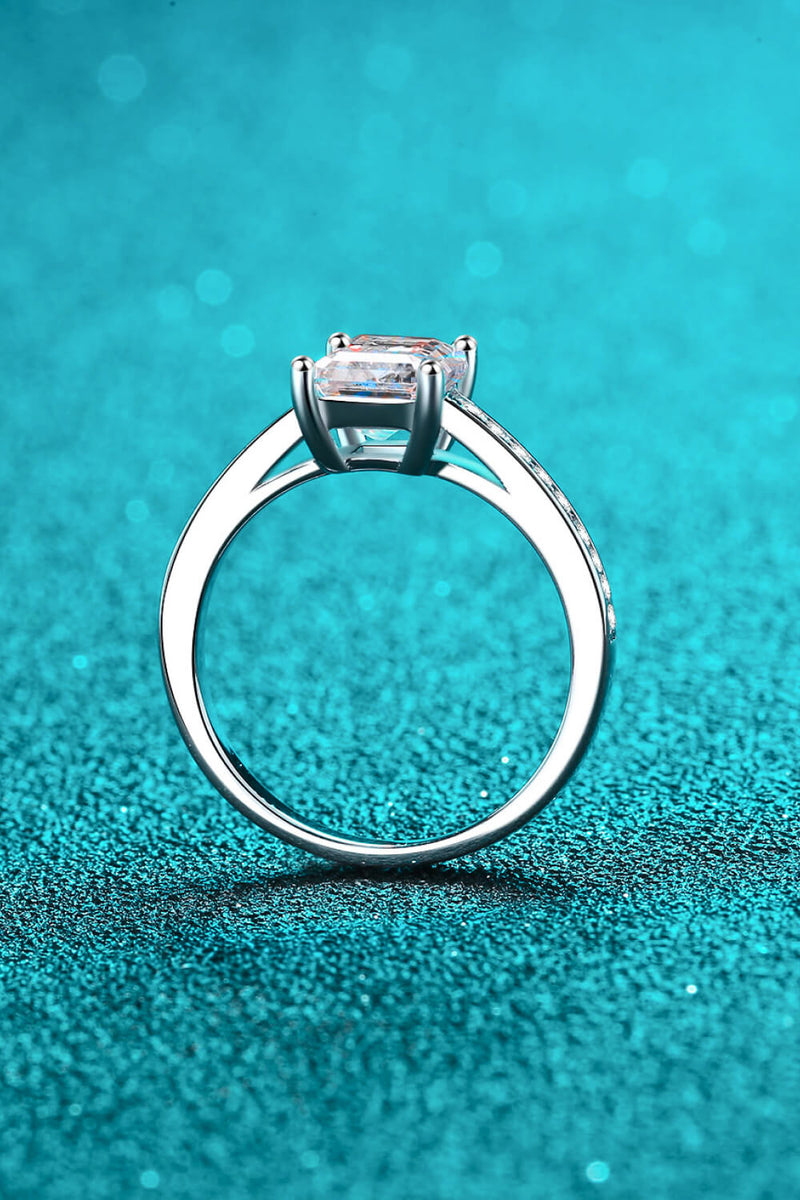 925 Sterling Silver Side Stone Moissanite Ring