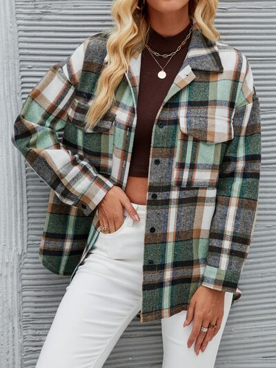 Plaid Button Up Collared Neck Shirt
