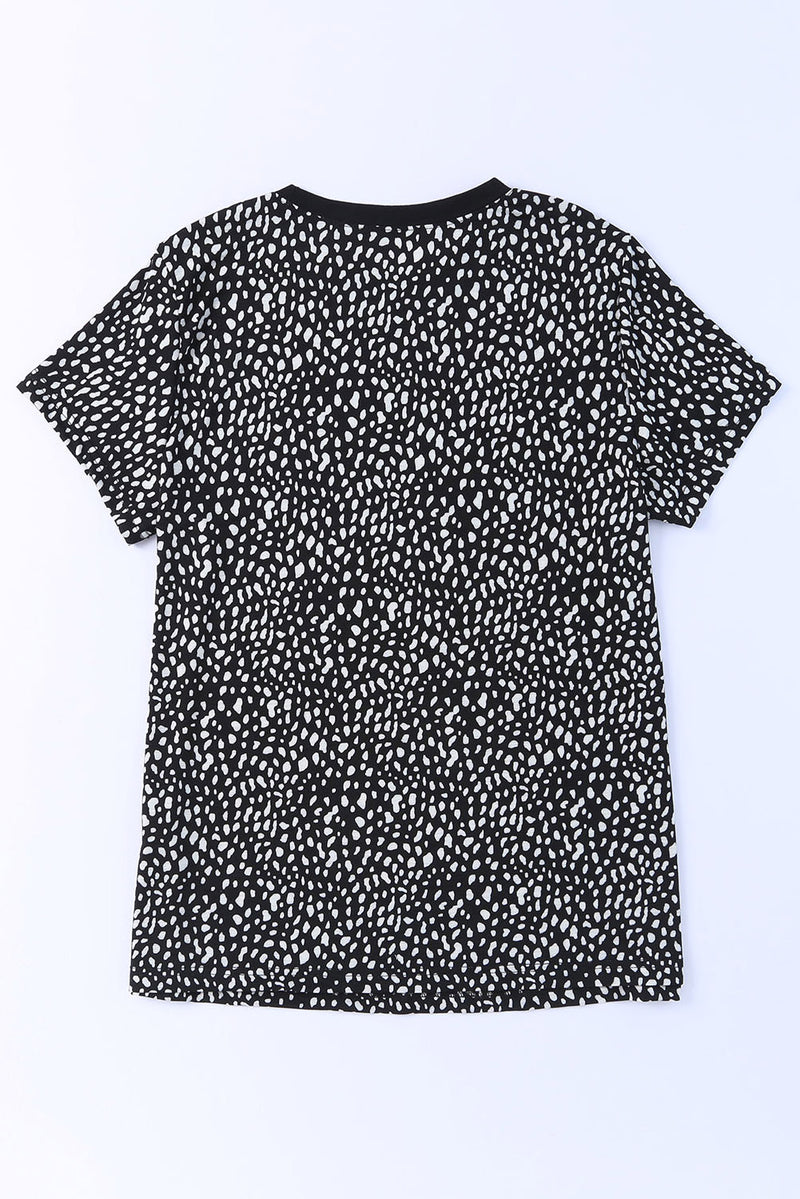 Animal Print Round Neck Short Sleeve T-Shirt