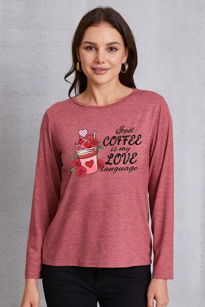 Letter Graphic Round Neck Long Sleeve T-Shirt