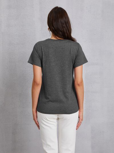 Coffee Round Neck Short Sleeve T-Shirt