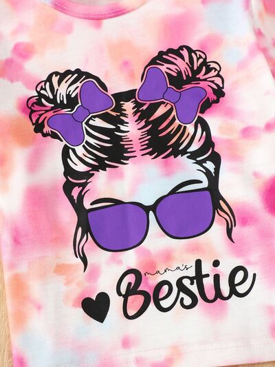 BESTIE Round Neck T-Shirt and Shorts Set