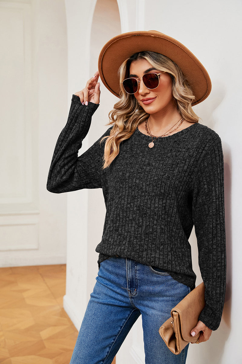 Heathered Round Neck Top