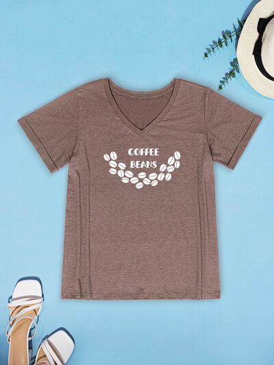 COFFEE BEANS V-Neck Short Sleeve T-Shirt
