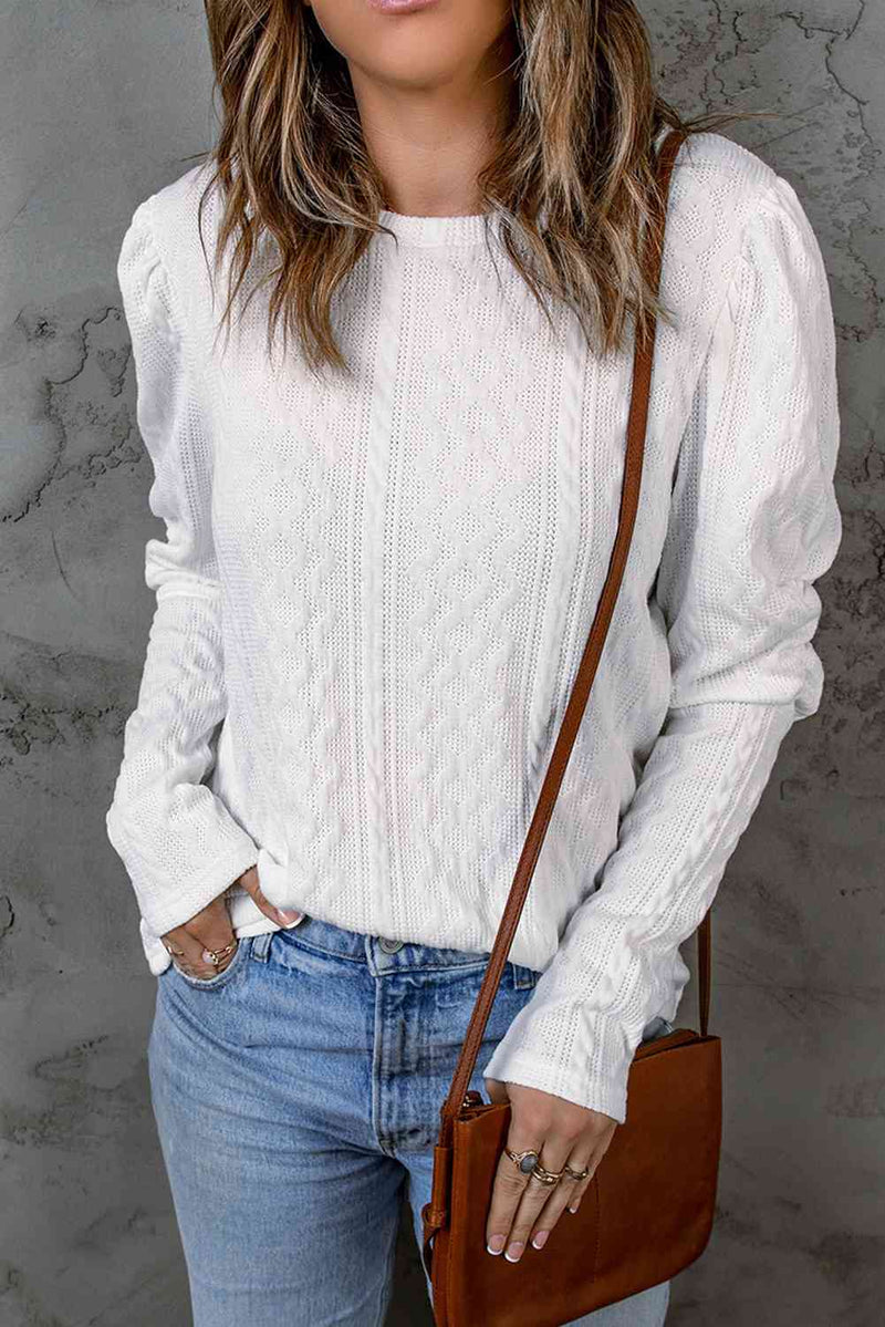 Textured Puff Sleeve Knit Top