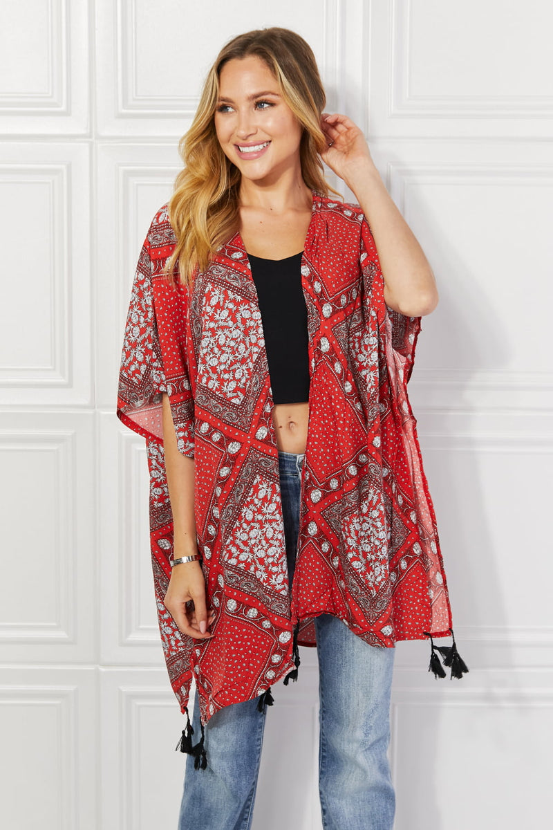 Justin Taylor Paisley Design Kimono in Red