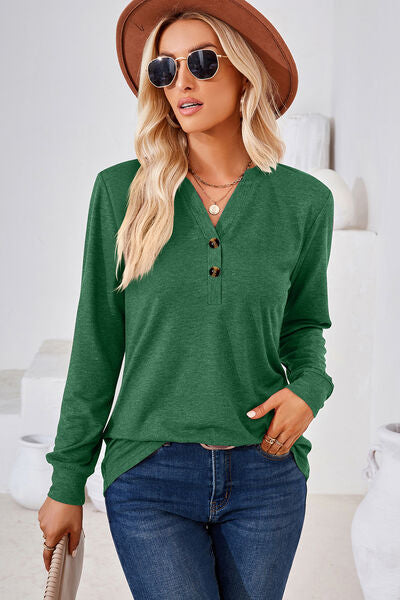 Notched Long Sleeve T-Shirt