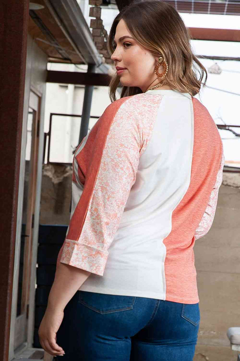 Plus Size Two Tone Top