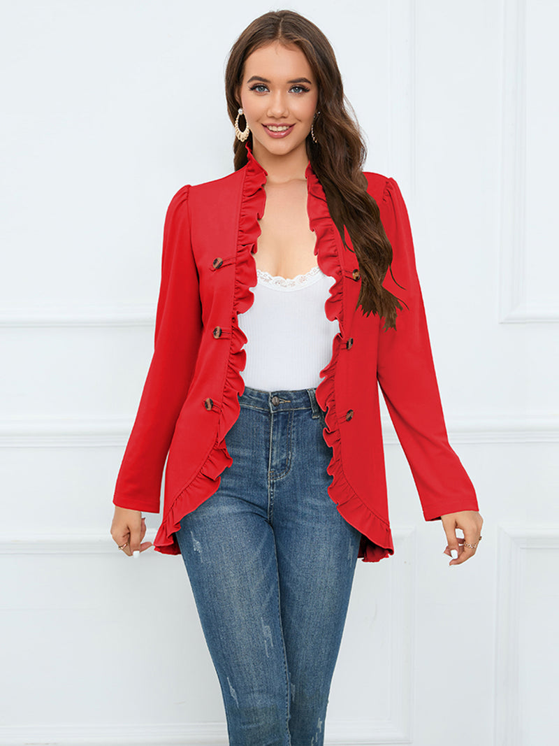 Ruffled Long Sleeve Blazer