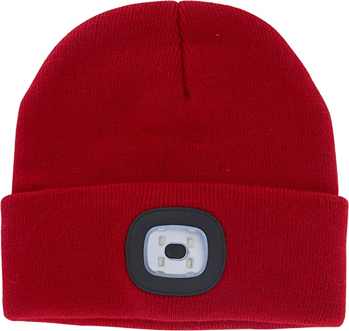 Mirabeau USB Rechargeable LED Beanie Hat RED