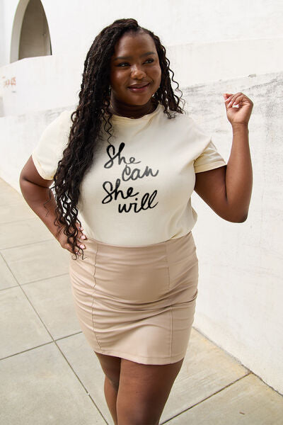 Simply Love Full Size SHE CAN SHE WILL Short Sleeve T-Shirt