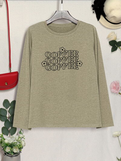 COFFEE Round Neck Long Sleeve T-Shirt