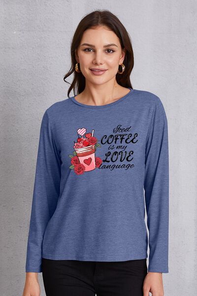 Letter Graphic Round Neck Long Sleeve T-Shirt