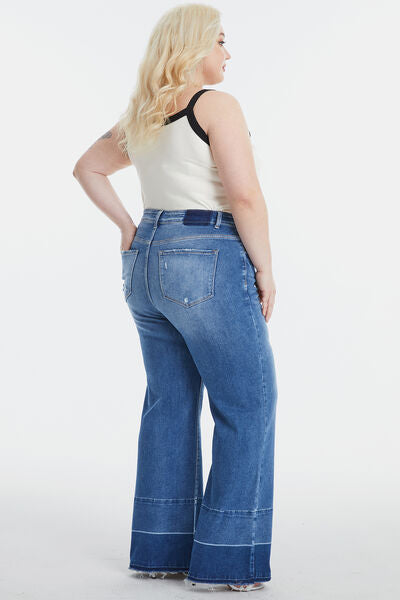 BAYEAS Full Size High Waist Cat's Whisker Wide Leg Jeans