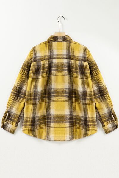 Pocketed Plaid Button Up Long Sleeve Shirt