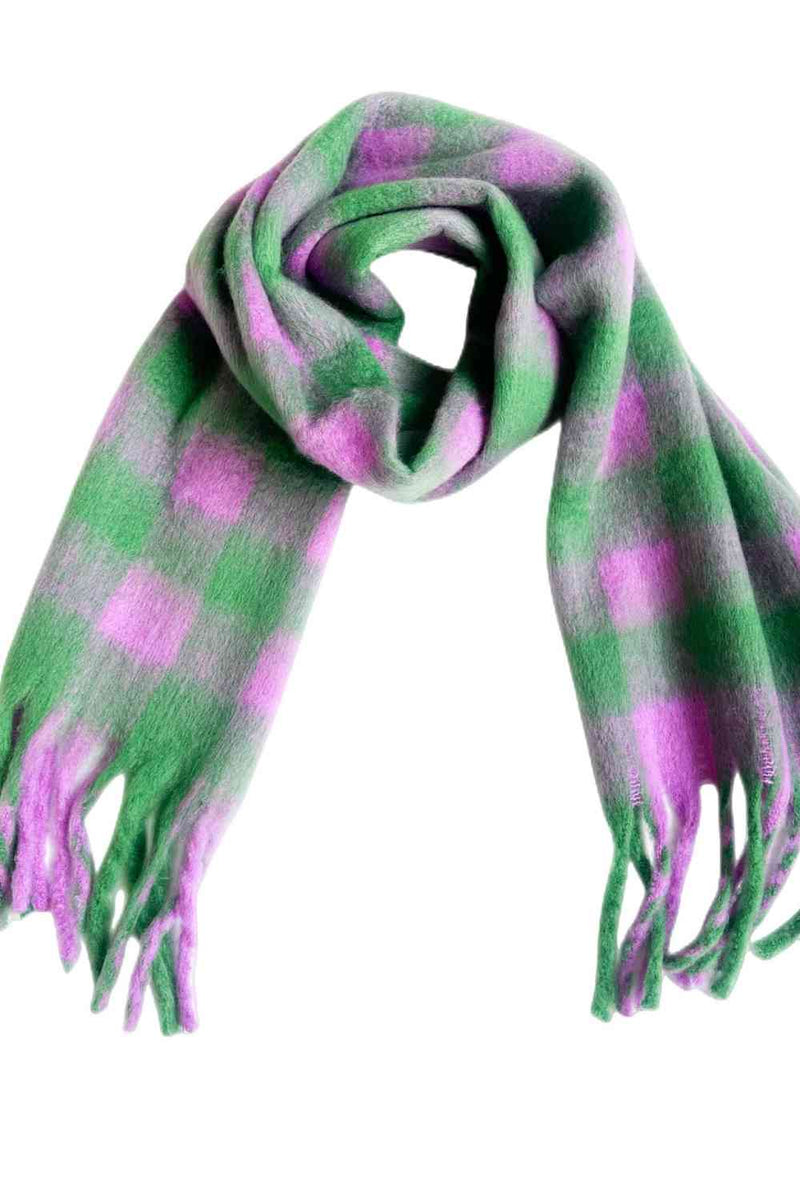 Plaid Fringe Detail Polyester Scarf