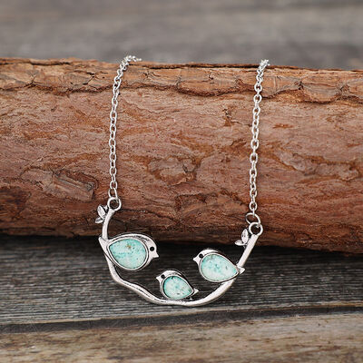 Artificial Turquoise Silver-Plated Necklace