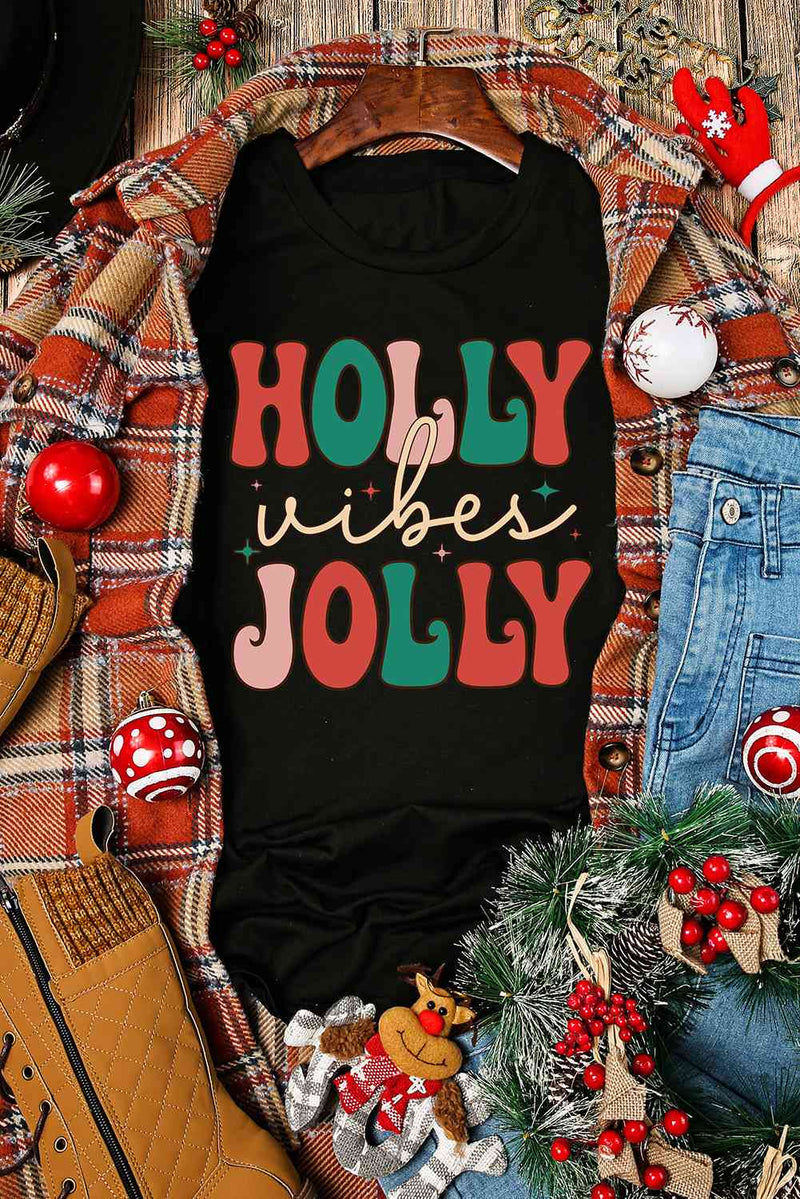 HOLLY JOLLY Graphic Short Sleeve T-Shirt