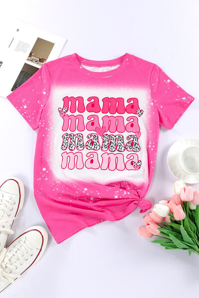 MAMA Round Neck Short Sleeve T-Shirt