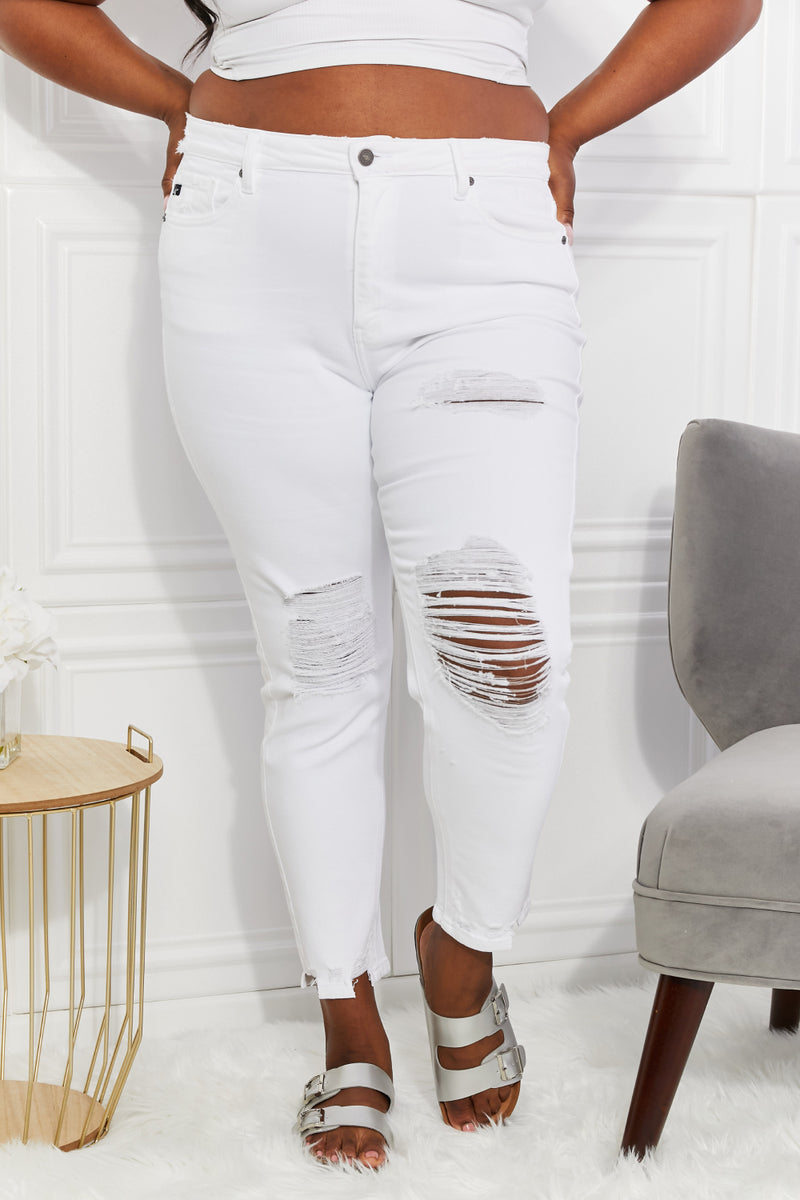 SAMPLE Kancan Full Size Juniper High Rise Slim Straight Distressed Jeans